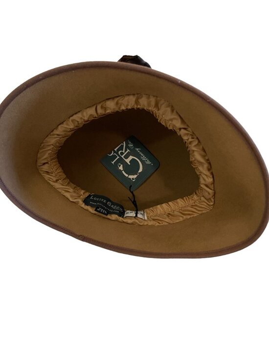 Louise Green Brown Wool Cloche Hat Satin Ribbon Feather Rhinestone Flower Accent main image 6
